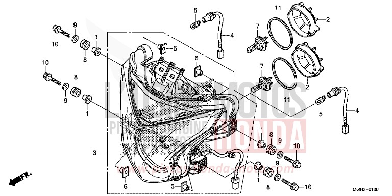 PROJECTEUR de VFR1200X "Crosstourer" DCT DARKNESS BLACK METALLIC (NH463) 2013